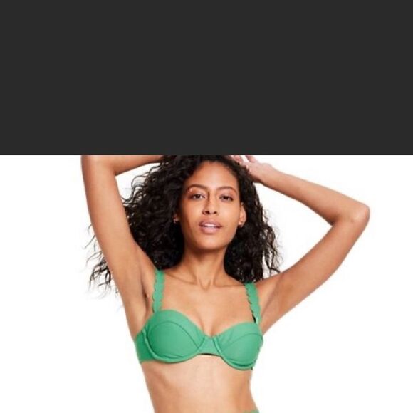 NWT- RHODE X Target Green Scallop Edge Underwire Bikini Swim Top Size XXS - Picture 1 of 5
